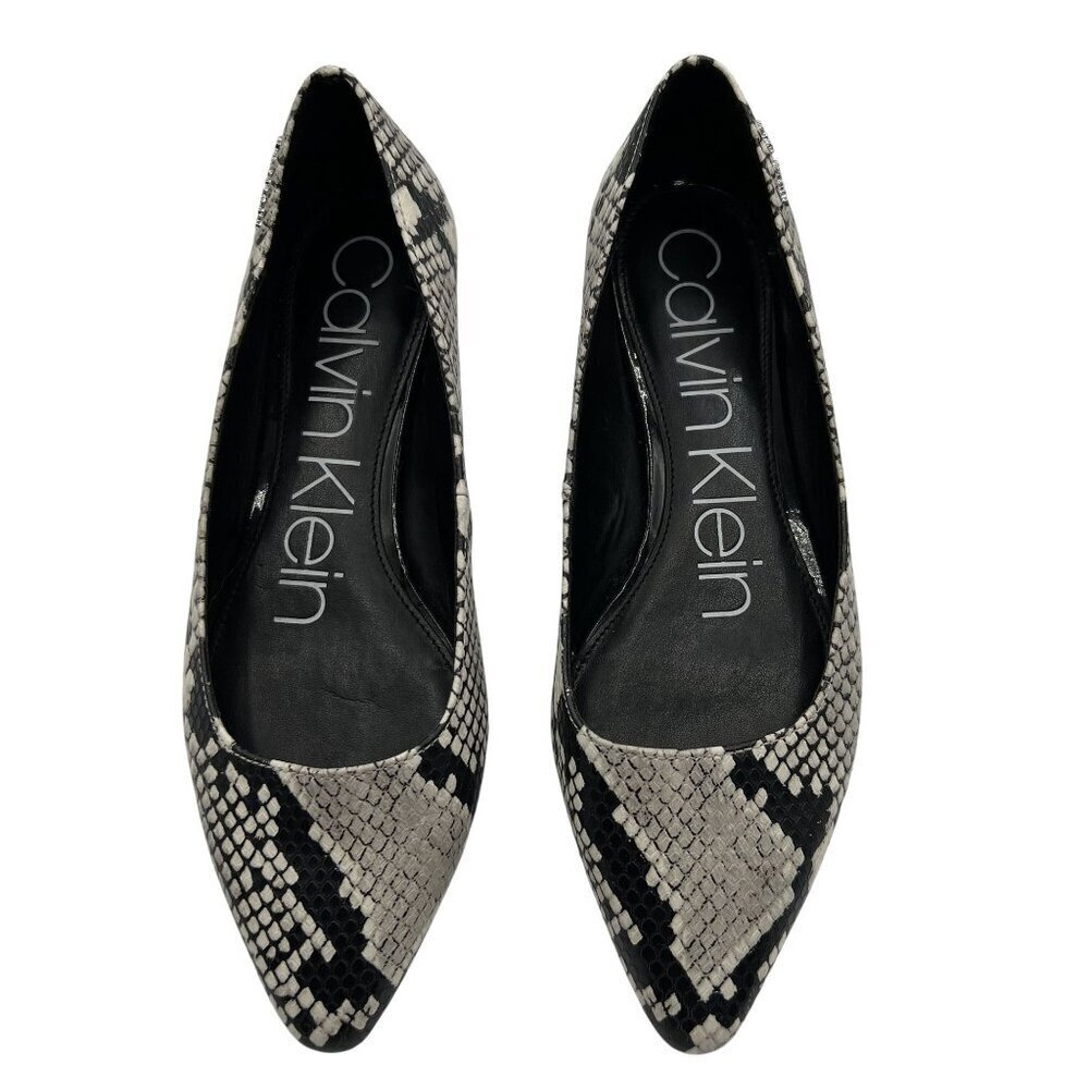 Calvin Klein Emerin Womens 6 Pointed Toe Vegan Snakeskin Slip Ons Comfort Shoes - Picture 3 of 15